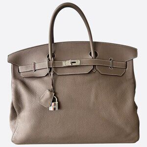 Hermes Etoupe Togo & Palladium Hardware Birkin 50